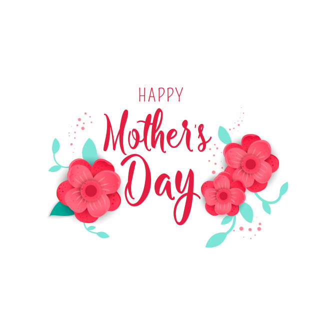 626x626 Mother's Day Greeting Card With Blossom Origami Flowers Vector