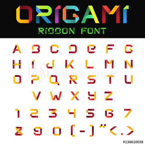 Abc Alphabet Origami Paper Ribbon Font Vector Letters Numbers 500x500 Abc Alphabet Origami Paper Ribbon Font Vector Letters Numbers