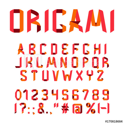 Origami Ribbon Folded Uppercase Alphabet Modern Geometric Font 500x500 Origami Ribbon Folded Uppercase Alphabet Modern Geometric Font