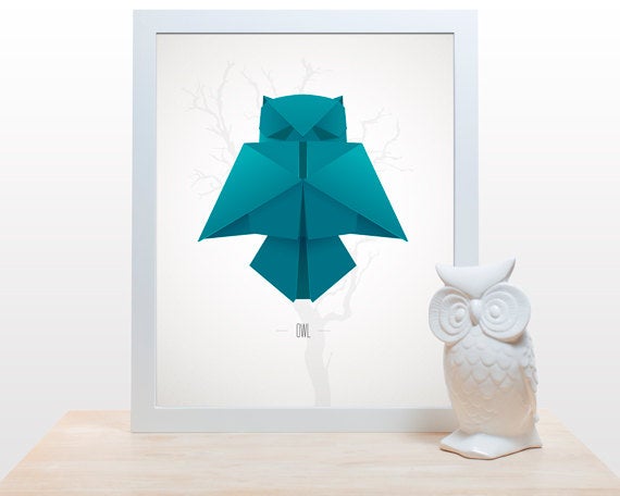 570x456 Origami Owl Print Poster Minimal Modern Decor Wall Art Paper Etsy