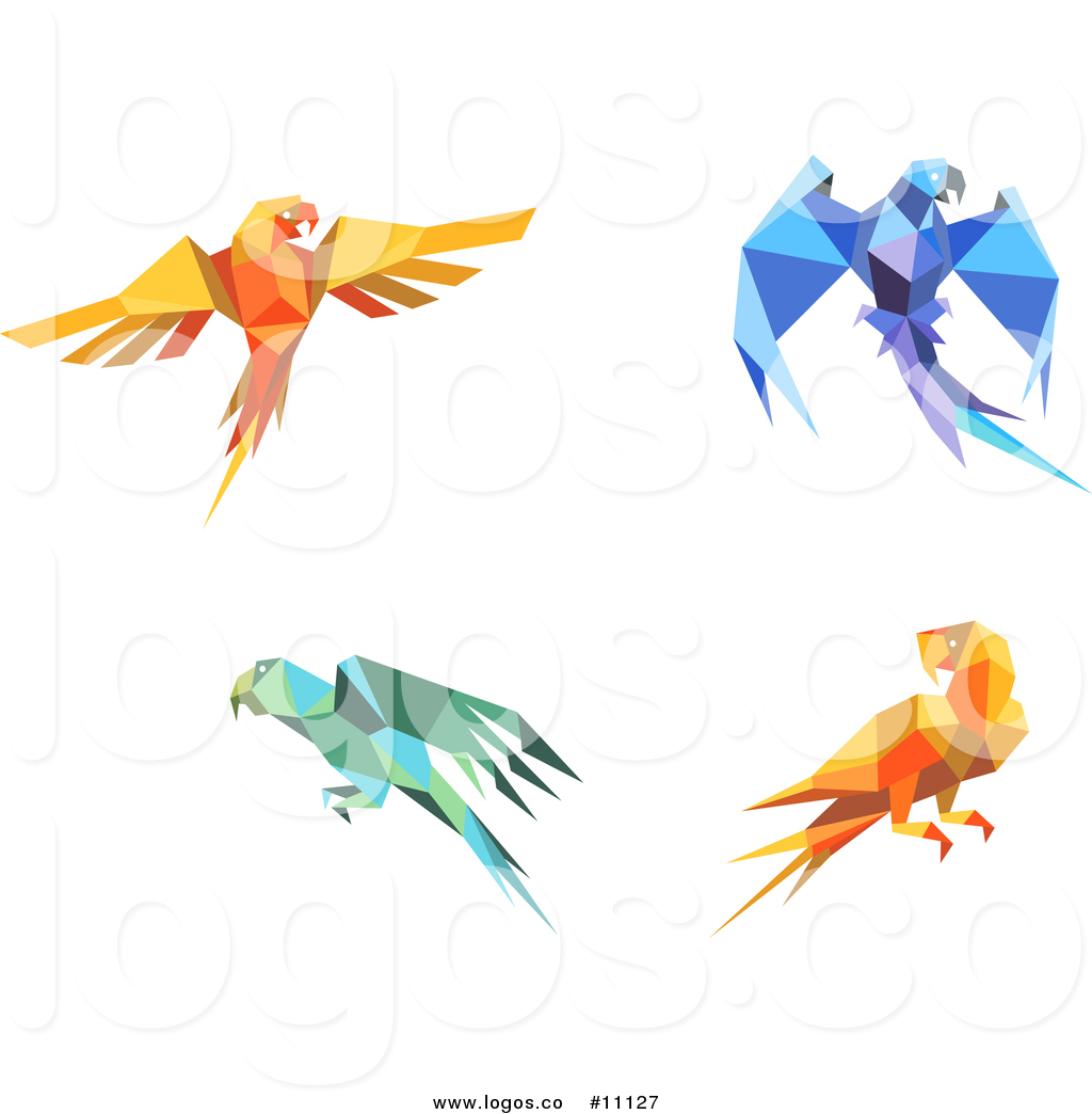1024x1044 Royalty Free Vector Logos Of Origami Paper Parrots