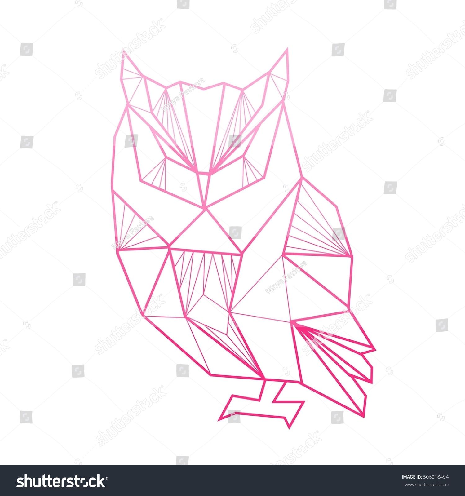 1500x1600 Vector Polygonal Illustration With Geometric Owl With Gradient