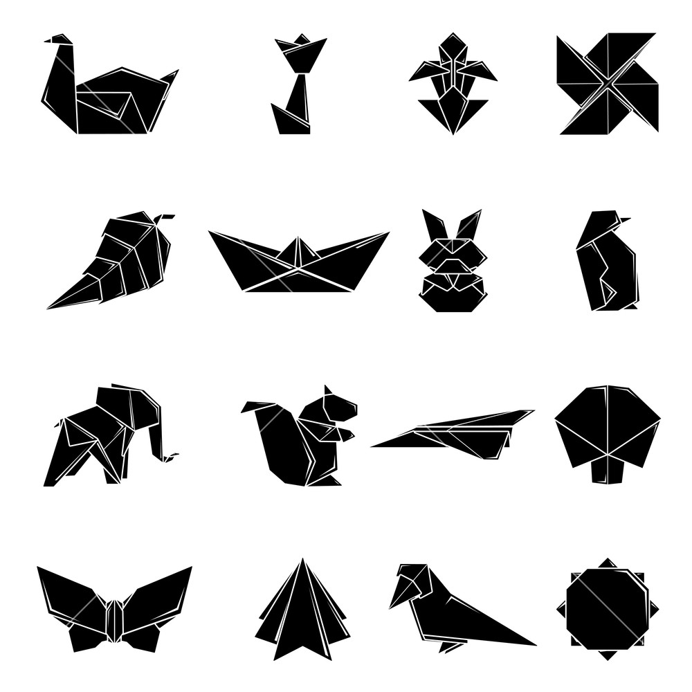Origami Icons Set Simple Illustration Of Origami Vector Icons 1000x1000 Origami Icons Set Simple Illustration Of Origami Vector Icons