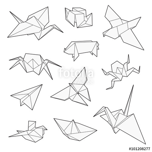 Origami Vector Set, Crane, Bird, Boat, Paper Plane Un Expanded 500x500 Origami Vector Set, Crane, Bird, Boat, Paper Plane Un Expanded