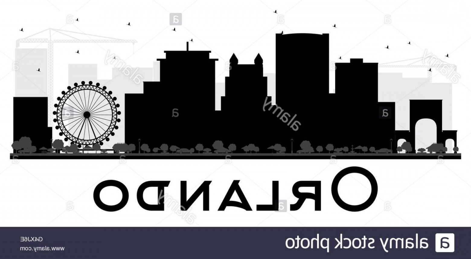 1560x860 Stock Photo Orlando City Skyline Black And White Silhouette Vector