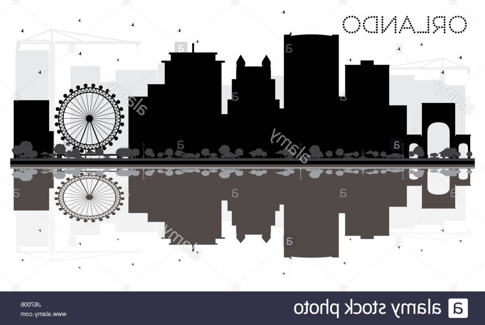 1560x1045 Stock Photo Orlando City Skyline Black And White Silhouette