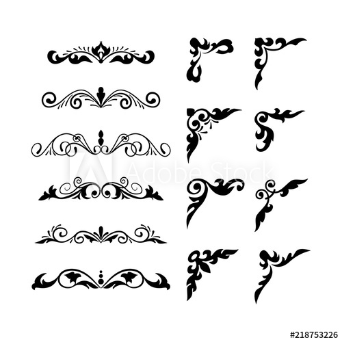 500x500 Hand Drawn Divider And Corner Set Vintage Style Traced
