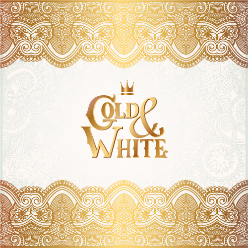 500x500 Gold With White Floral Ornaments Background Vector Illustration