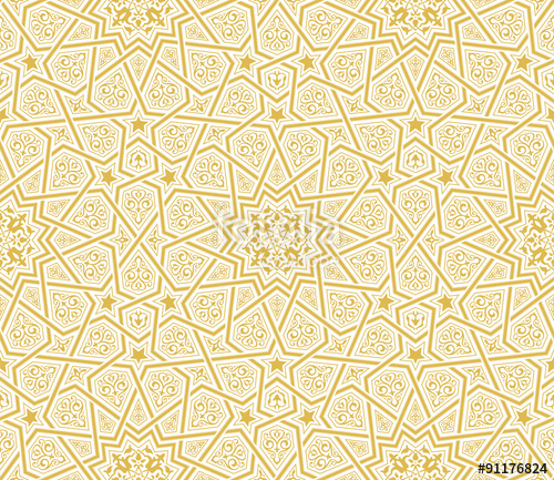 500x433 Islamic Star Ornament Golden Background, Vector Illustration