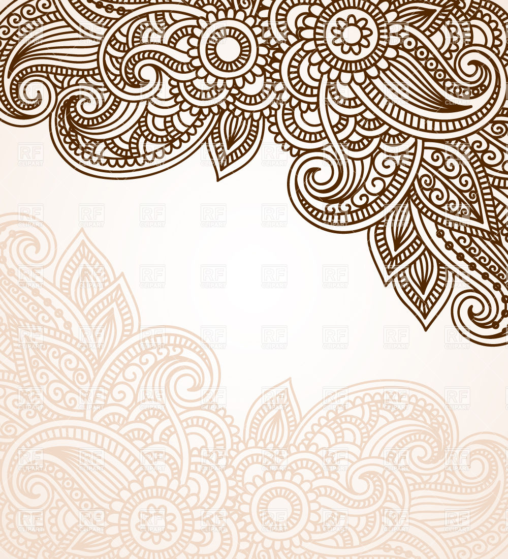 1000x1100 Mehndi Style Background With Floral Ornament Vector Image