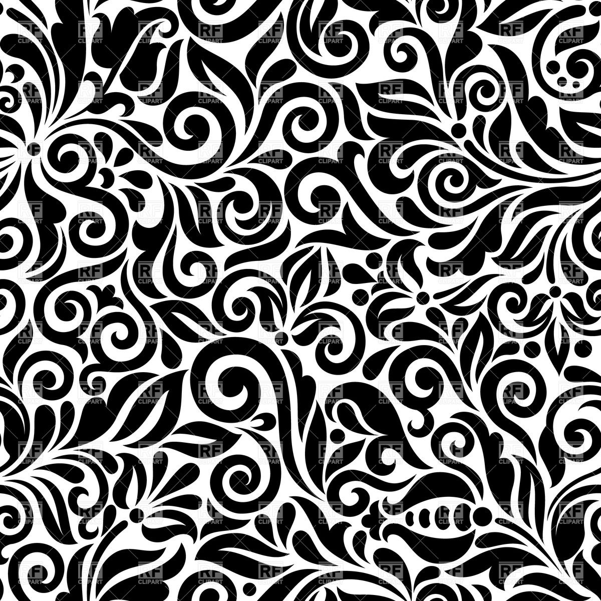 1200x1200 Black Seamless Floral Ornament Vector Image Of Backgrounds