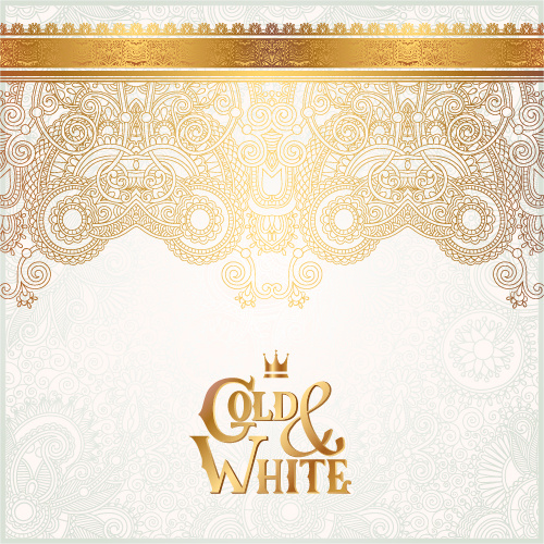 500x500 Gold With White Floral Ornaments Background Vector Illustration