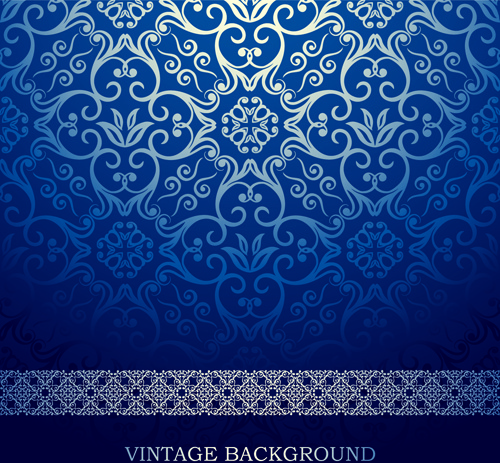 500x463 Blue Floral Ornament Vintage Background Vector Free Vector