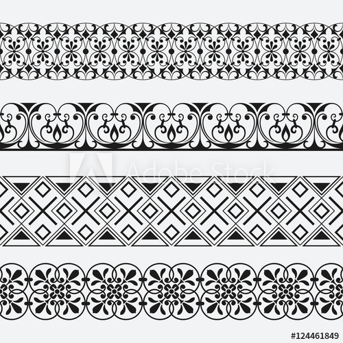 500x500 Seamless Floral Ornamental Border Vector Patterns