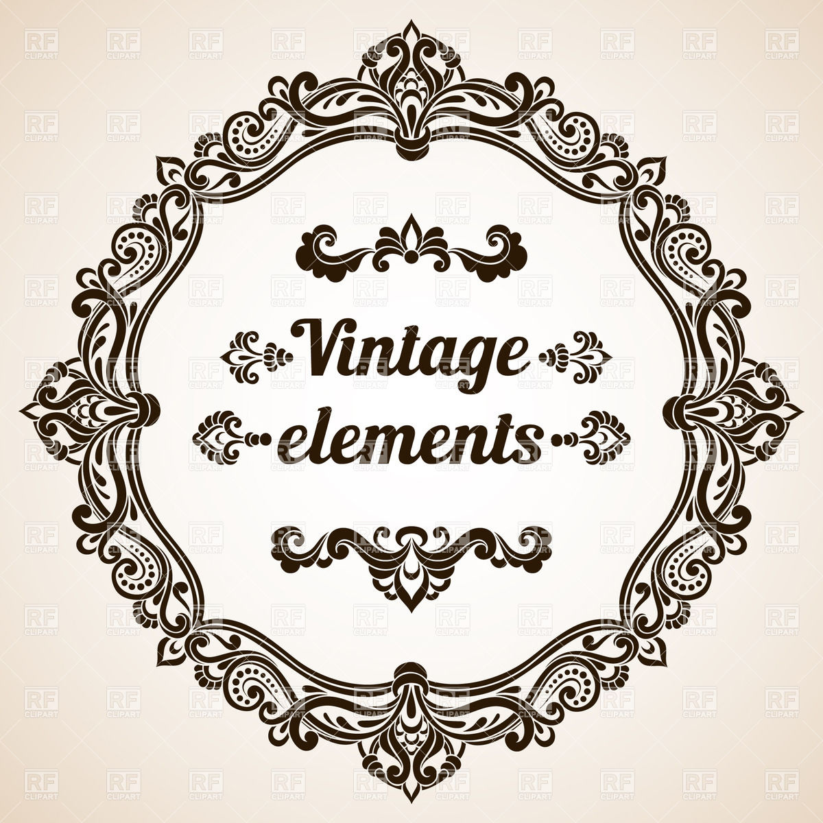 1200x1200 Round Vintage Frame With Ornate Border Vector Image Of Design