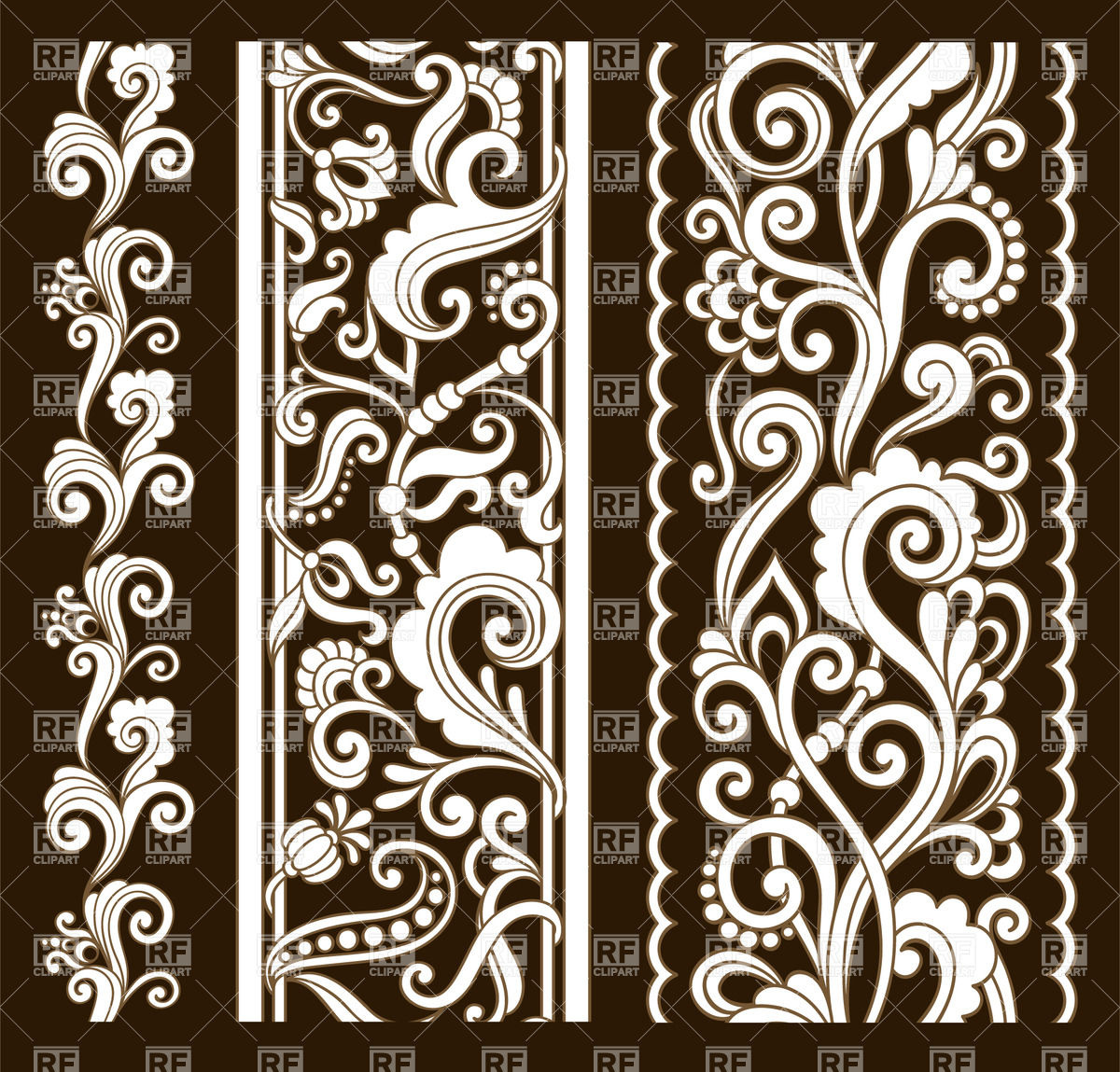 1200x1149 Set Of Three Vertical Ornamental Borders Vector Image Of Borders