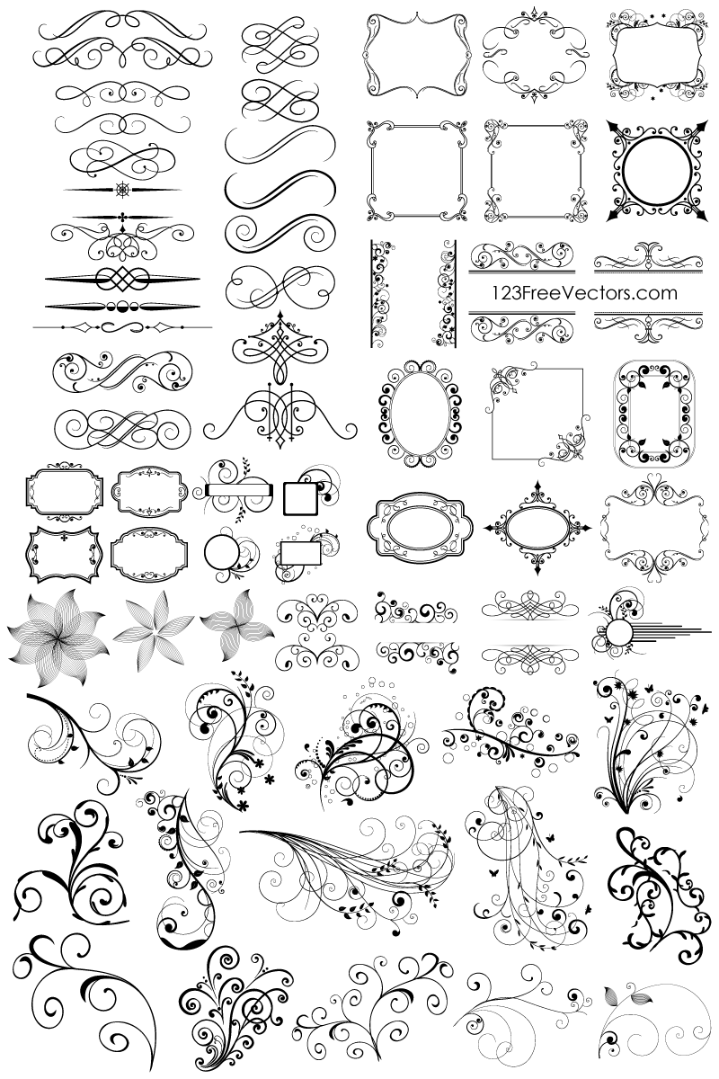 800x1200 Free Floral Vector Ornaments Pack