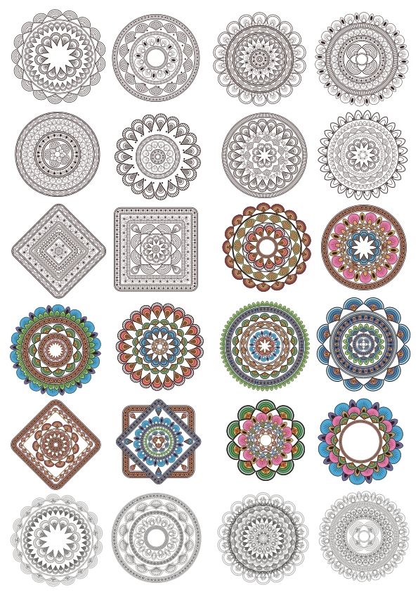 595x842 Circle Ornaments Vector Set Free Vector Download In Cdr