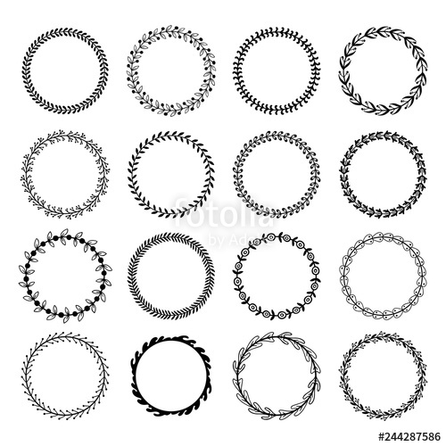 500x500 Circle Leaf Frames Floral Leaves Round Frame, Flower Ornament