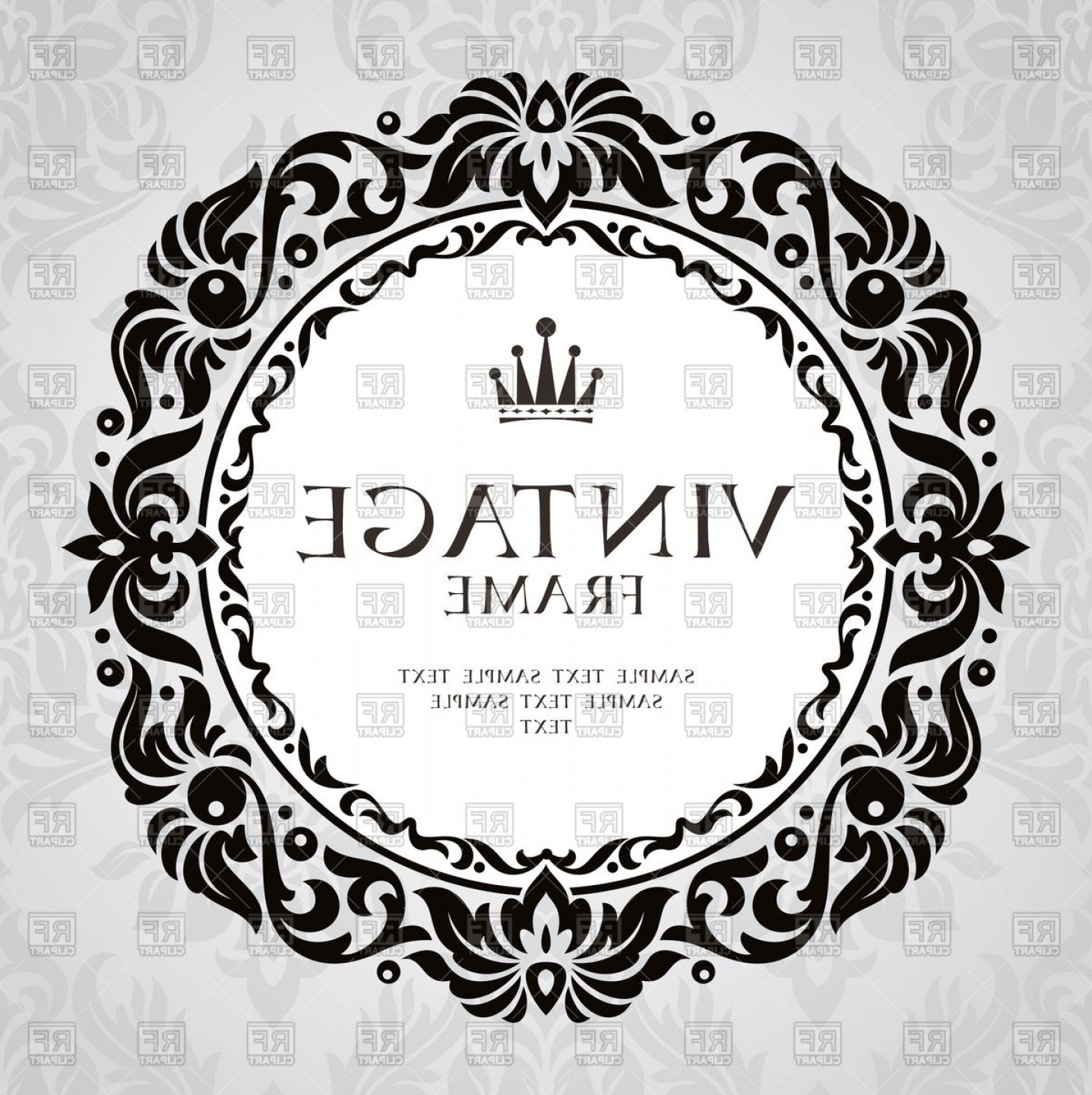 1437x1440 Round Vintage Decorative Frame With Foliar Ornament Vector Clipart