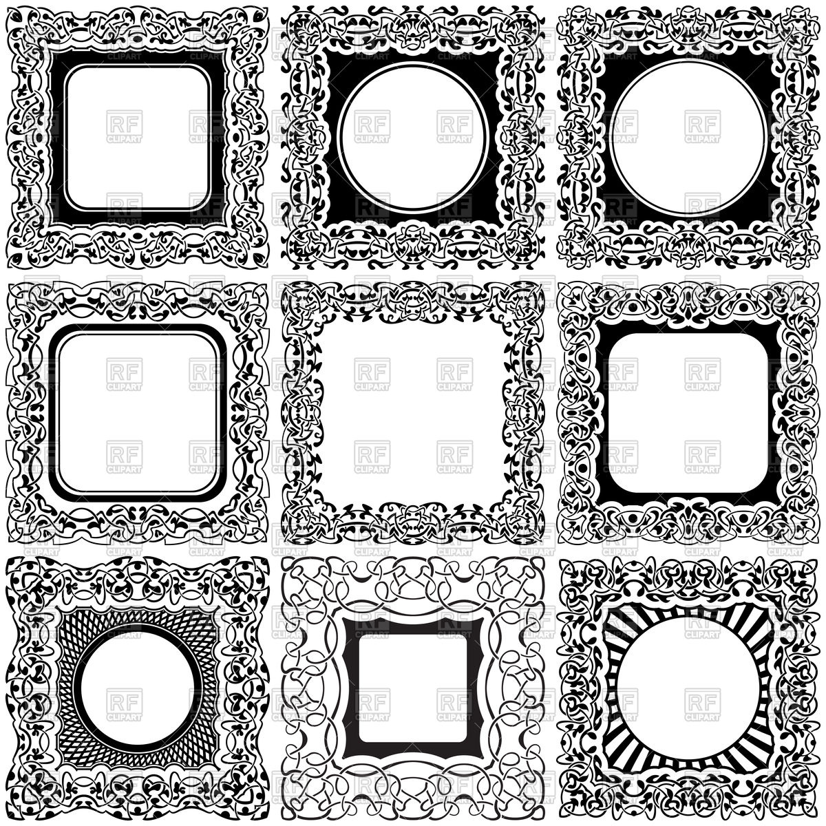 1200x1200 Big Set Of Square Ornamental Frames Vector Image Of Borders