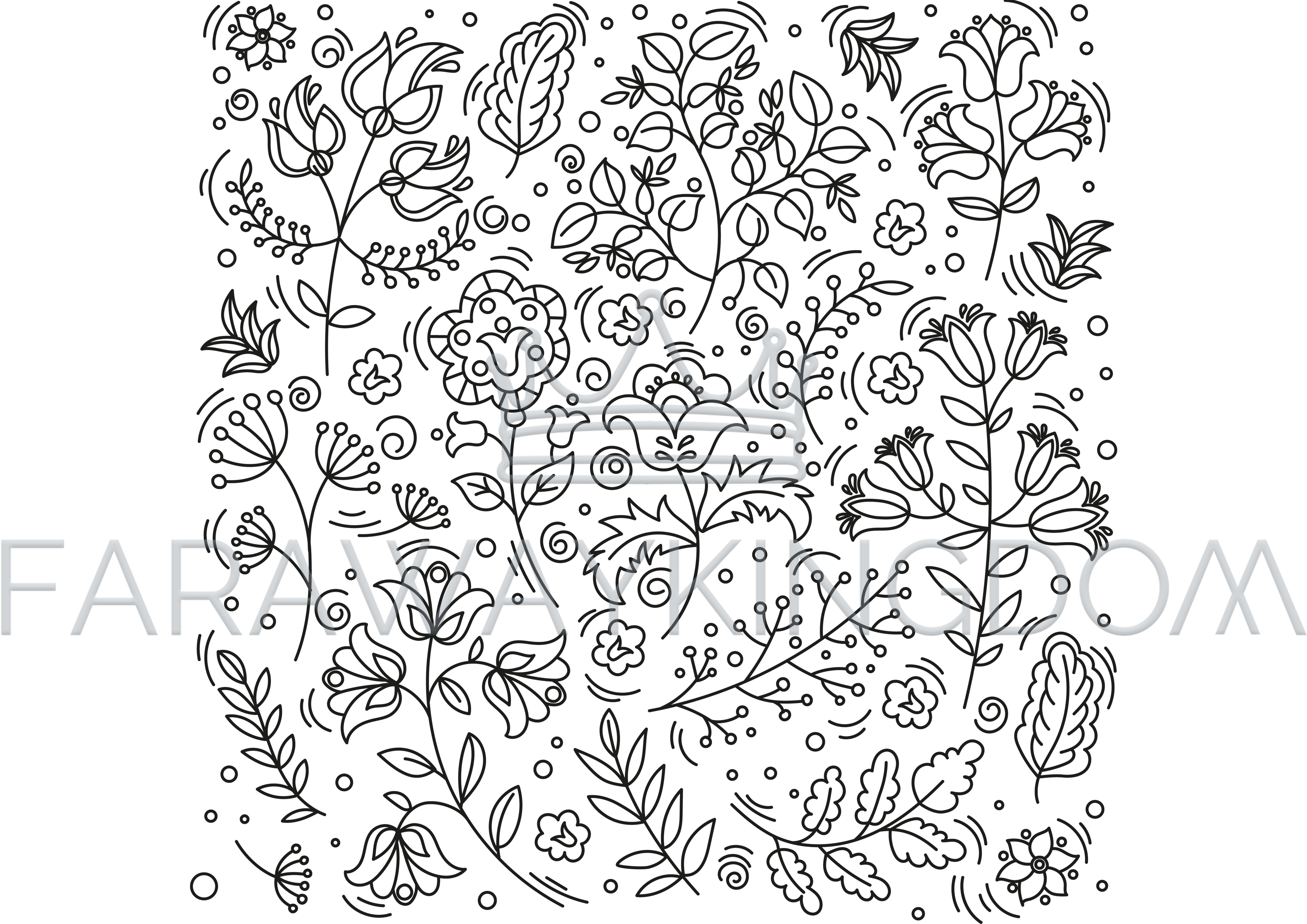 3508x2480 Ethno Flower Folk Doodle Ornament Vector Illustration Set