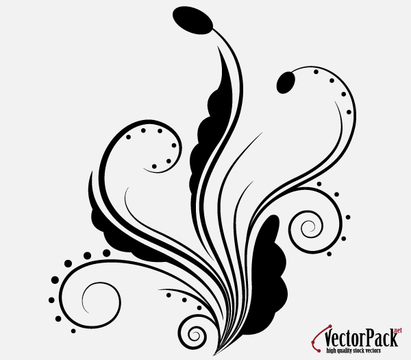600x525 Free Floral Ornament Vector With Swirls Elements