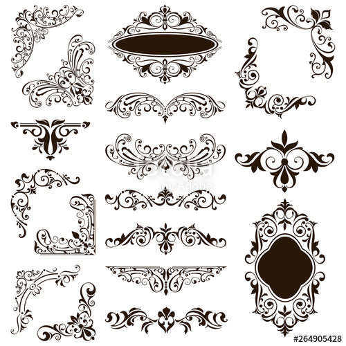 500x500 Ornamental Design Lace Borders And Corners Vector Set Art Deco