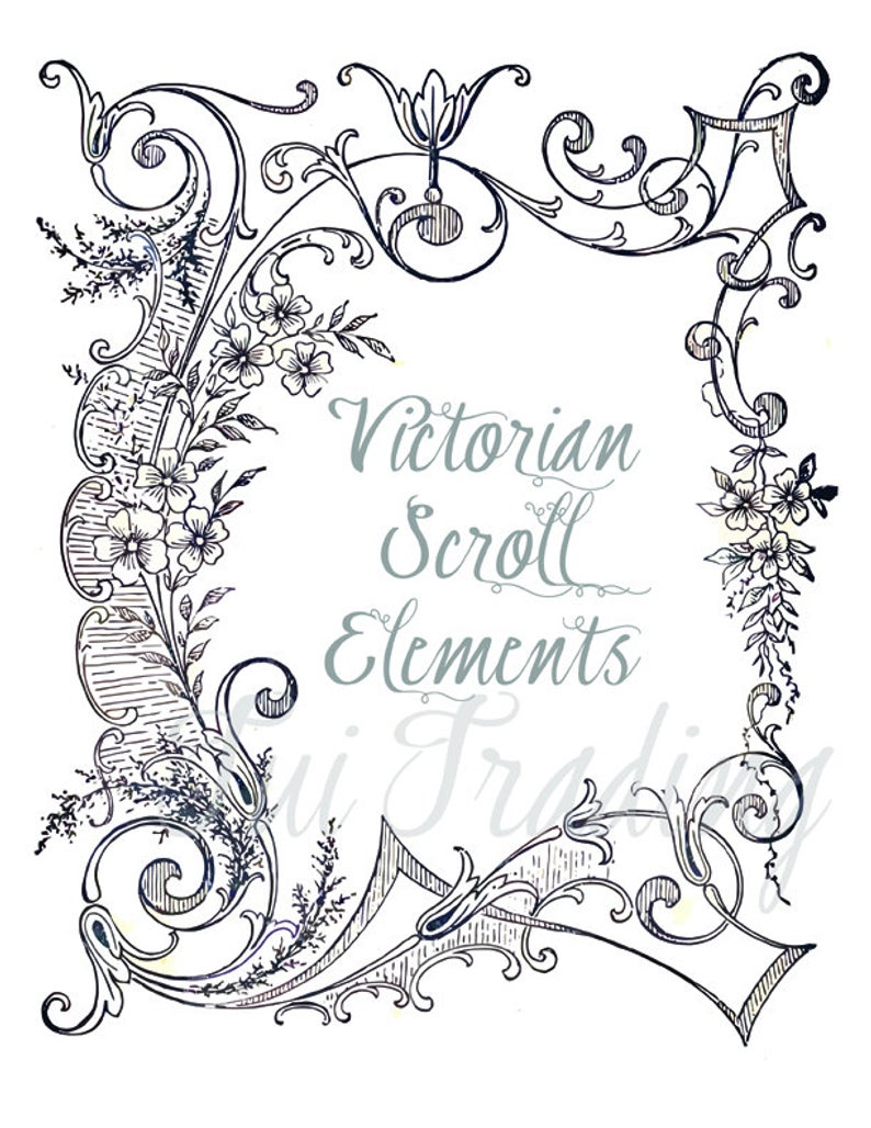 Ornamental Vector Scrolls And Line Drawings Card Elements Etsy 794x1028 Ornamental Vector Scrolls And Line Drawings Card Elements Etsy