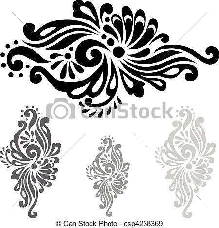 450x470 Floral, Vector, Ornamentos Conjunto, Vector, Colors