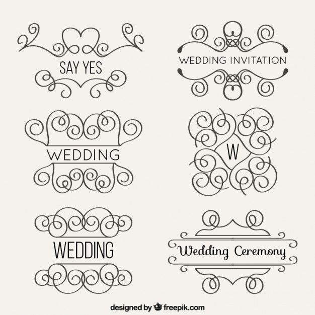 626x626 Set De Ornamentos De Boda Lineales Vector Gratis Vectors