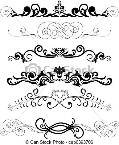 386x470 Conjunto, Negro, Ornamentos Decorativo, Conjunto, Illustration