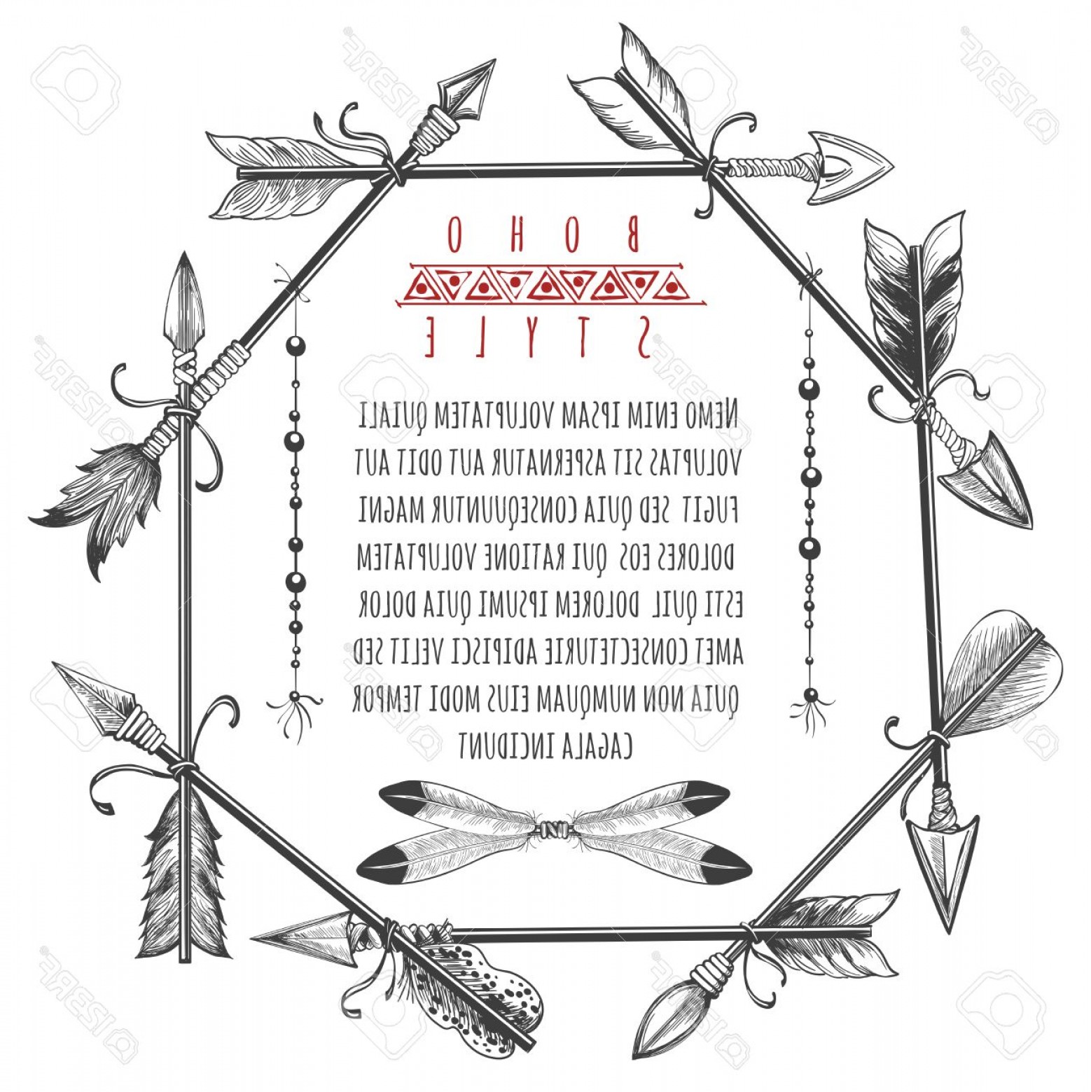 1558x1560 Photostock Vector Vintage Barbarian Arrows And Feathers Frame