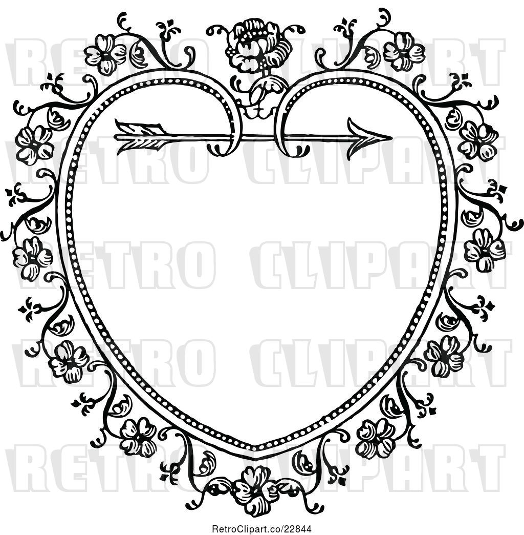 1024x1044 Vector Clip Art Of Retro Ornate Floral Heart And Arrow Frame