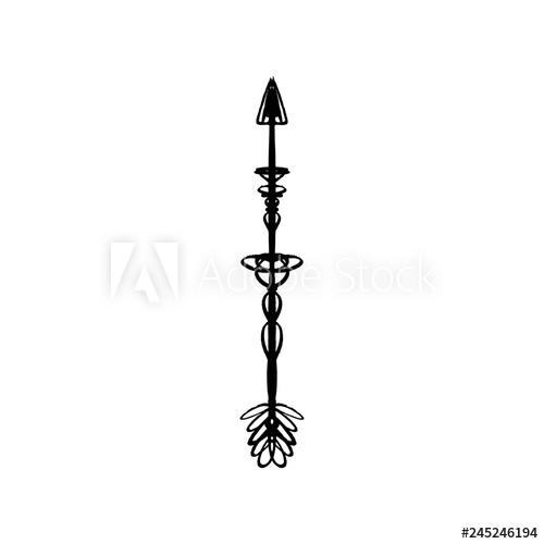 500x500 Arrow Ornate Boho Hippie Tribal Style Tattoo Black Outline