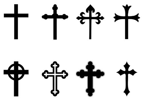 500x350 Ornate Cross Shape Silhouette Vector Silhouette Clip Art