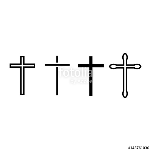 500x500 Ornate Christian Cross Art Vector Illustration Set Stock Image