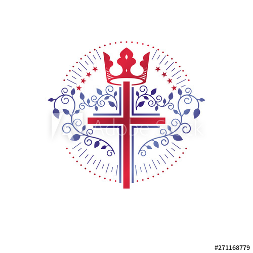 500x500 Cross Religious Graphic Emblem Created Using Monarch Crown