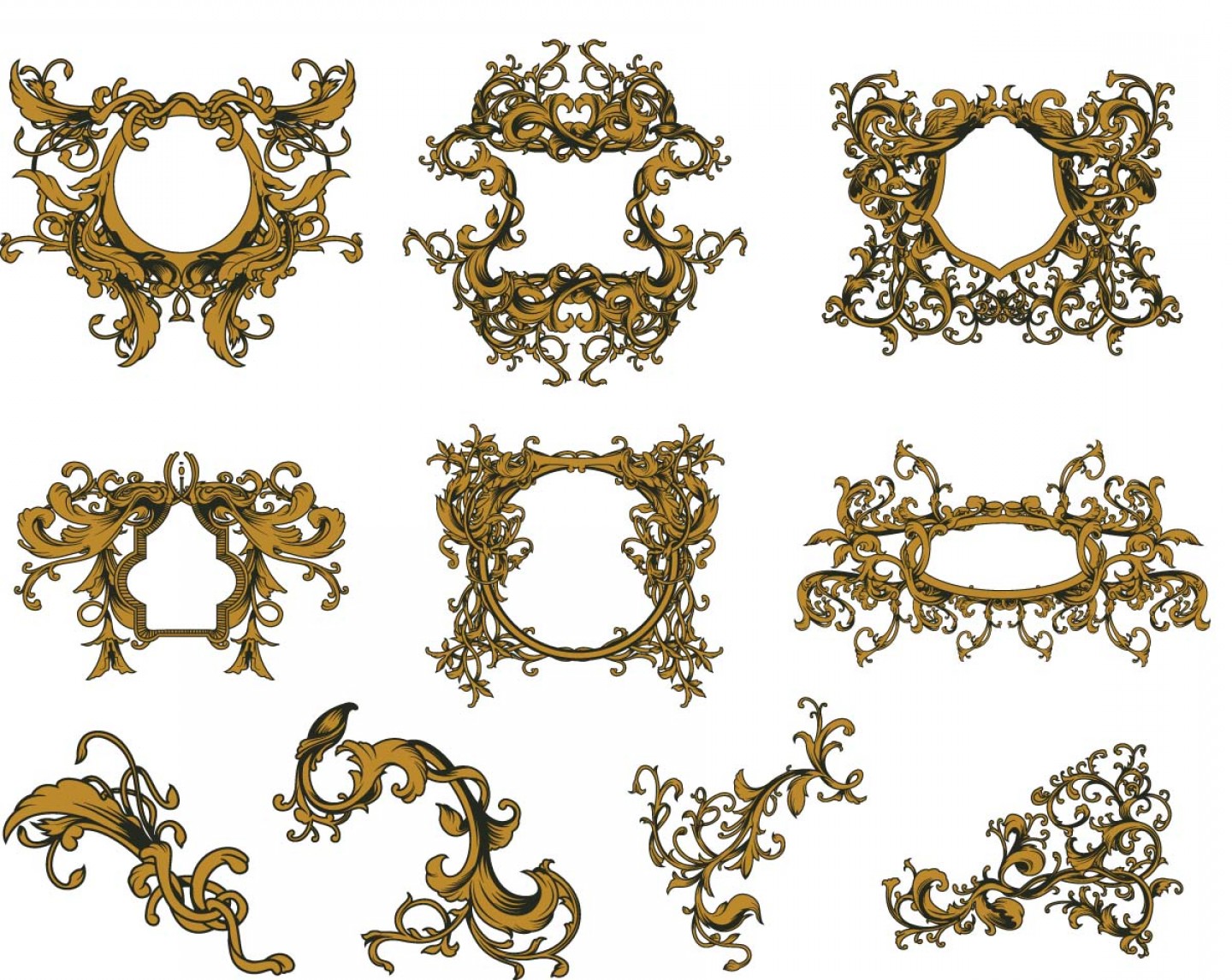 1440x1146 Golden Vintage Ornate Frames Set Vector Cqrecords