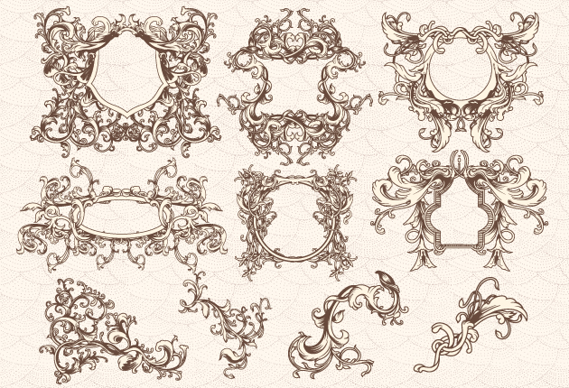 630x430 Floral Frames Swirls Set Vector Free Download