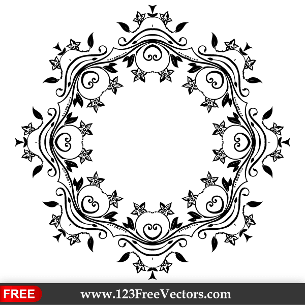 600x600 Vector Flower Ornate Frame Design Circle Designs Vector