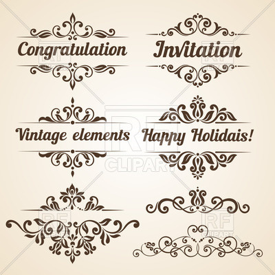 400x400 Collection Of Vintage Ornate Frames And Design Elements Vector