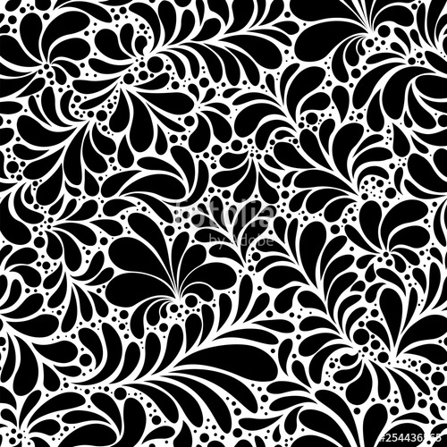 Paisley Or Damask Black Floral Seamless Pattern, Vector Ornament 500x500 Paisley Or Damask Black Floral Seamless Pattern, Vector Ornament
