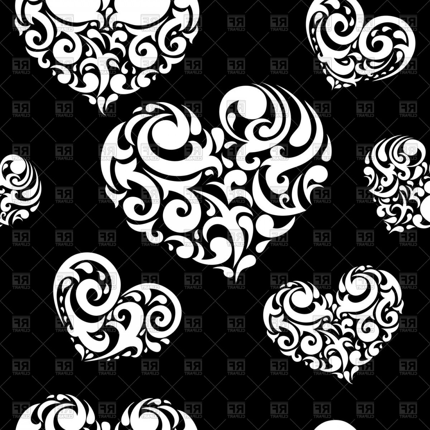 Seamless Black Background Covered With Ornate White Heart Love 1440x1440 Seamless Black Background Covered With Ornate White Heart Love