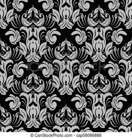 Baroque Black And White Ornate Seamless Pattern Vector Monochrome 450x470 Baroque Black And White Ornate Seamless Pattern Vector Monochrome