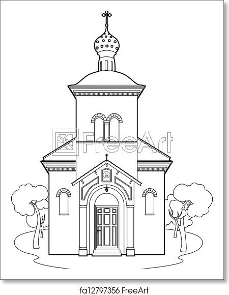 450x580 Free Art Print Of Drawing Orthodox Church Vector Illustration