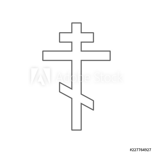 500x500 Orthodox Cross With Slanted Crossbar Outline Vector