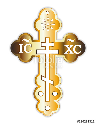 385x500 Crucifixion Gold Orthodox Christian Cross Isolated On A White