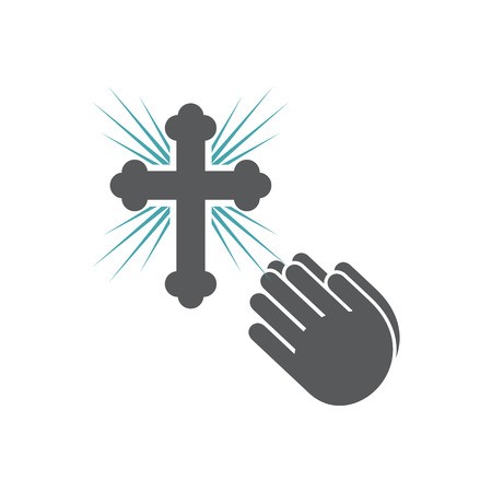 450x450 Vector Illustration Pleading Gesture Of Hands And Orthodox Cross