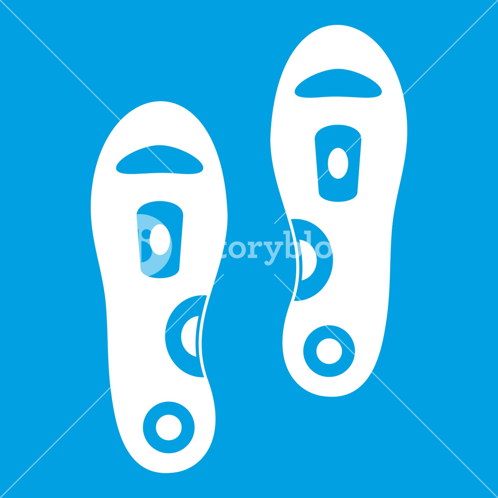 1000x1000 Orthopedic Insoles Icon White Isolated On Blue Background Vector